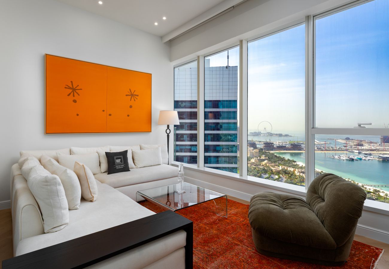 Apartment in Dubai - High-Floor Haven w/ Open Sea Views on Palm Entry  